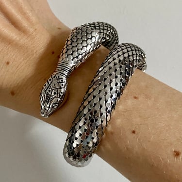 80s Designer Whiting and Davis Silver Snake Bracelet