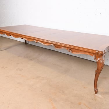 Karges French Provincial Louis XV Burled Walnut Extension Dining Table, Newly Refinished