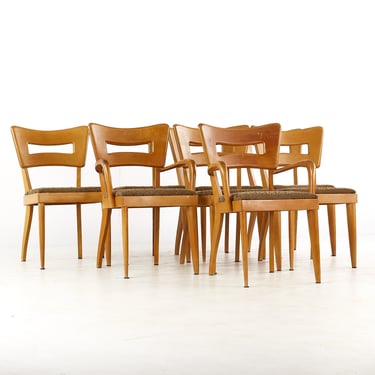 Heywood Wakefield Mid Century Wheat Dog Bone Chairs - Set of 8 - mcm 