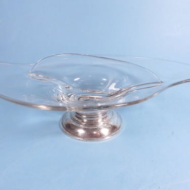 Vintage Viking Epic Glass and  Silverplate Pedestal Candy Nut Dish 