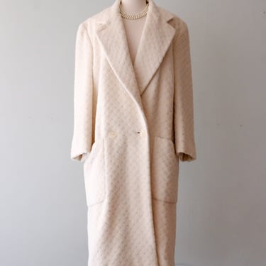 Luxurious 1980's Perry Ellis Vanilla Wool Long Line Coat / Sz M