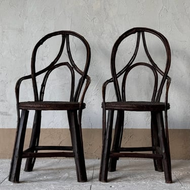 Pair of 20th C. French Ardeche Mountain Twig Chairs