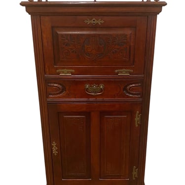 Petit antique secretarie  w/ drop front writing surface and fitted shelves ..0rigin France c. 1900 