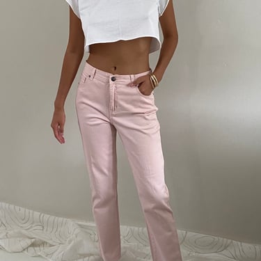 90s pink jeans / vintage Gloria Vanderbilt high waisted tapered blush pink colored denim jeans | 29 W 