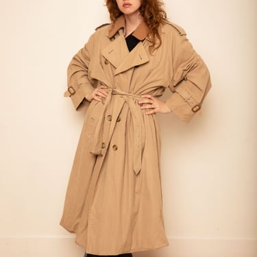 BURBERRY LONDON Vintage Classic Nova Check Lined Structured Trench Coat with Belt + Wool Collar Haymarket Jacket Burberry's Plaid 90s Tan 