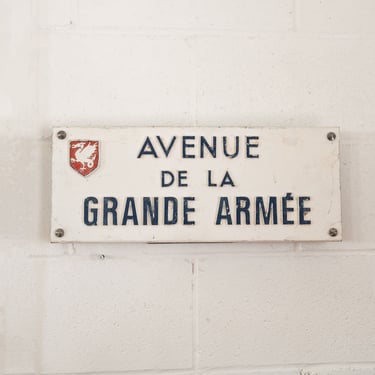 vintage french metal street sign with raised lettering