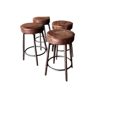 Set of 4 Faux Suede Swivel Counter stools w/Metal Base -VC212-6