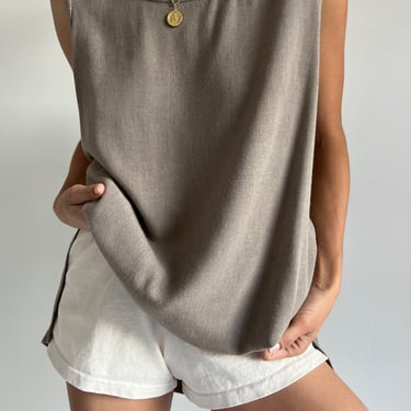 Vintage Taupe Long Sleeveless Top