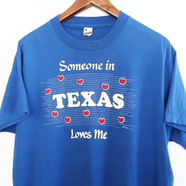 vintage Texas shirt / 80s t shirt / 1980s Screen Stars Someone in Texas Loves Me single stitch t shirt Large 