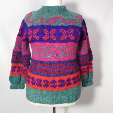 Vintage Plus Size Chunky Wool Hand Knit Sweater Size Up To 2X 