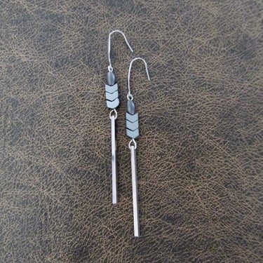 Unique abstract simple hematite earrings 