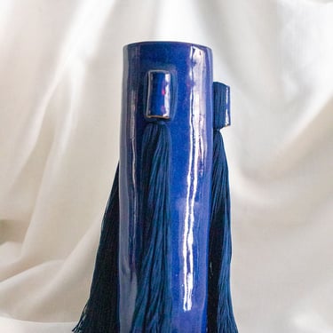 Blue Triple Tassel Glazed Stoneware Vase