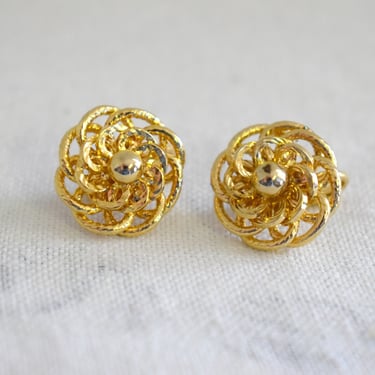 Vintage Small Gold Twist Clip Earrings 