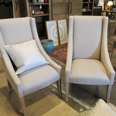 PAIR PRICED SEPARATELY LINEN CHAIRS