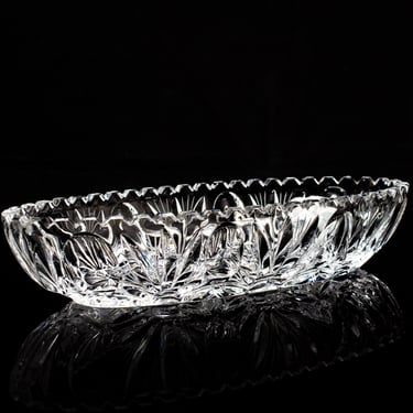 Vintage Hand-Cut Crystal Celery Bowl Elegant Tableware 12" Long 