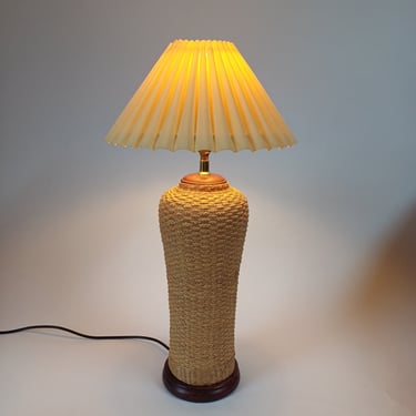 Wicker 1980s Table Lamp