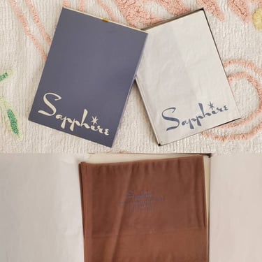 1950's Sapphire Seamless Stockings Two Pair - Deadstock NOS Hosiery -50's Lingerie 50s Hosiery 50's Vintage Nylons 