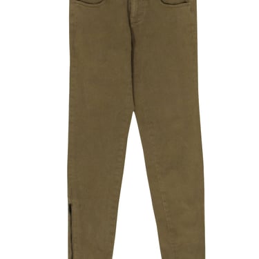 Stella McCartney - Olive Green Skinny Leg Zipper Detail Jeans Sz 0