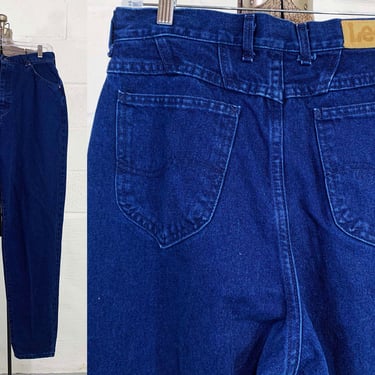 Vintage Lee Dark Blue Jeans Size 14 Denim 30” Waist 33" Inseam Jean Made in USA 1990s Bronze Rivets 100% Cotton 90s Large Medium 