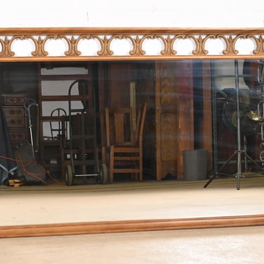 Thomasville Mid-Century Hollywood Regency Sculpted Walnut Framed Large Wall Mirror, 1950s