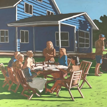 Family #28 - Original Acrylic Painting on Canvas 40 x 30 - michael van, large, figurative, fine art, realism, summer 