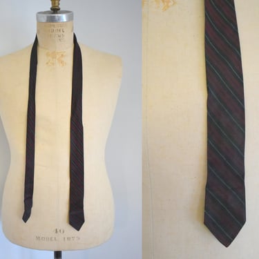1950s Red and Black Striped Skinny Necktie 