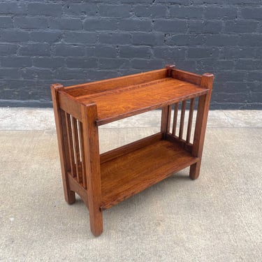 American Antique Mission Sculpted Oak Book Stand by Stickley, c.1940’s 