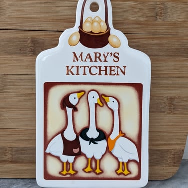 Mary's Kitchen Vintage Ceramic Trivet with Geese Eggs 