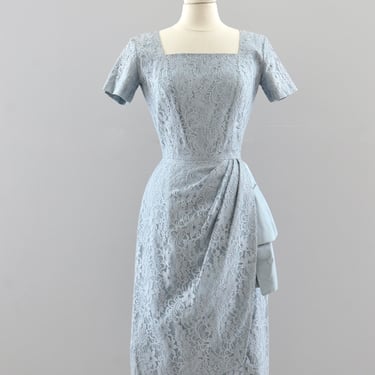 Vintage 1950s Powder Blue Lace Dress