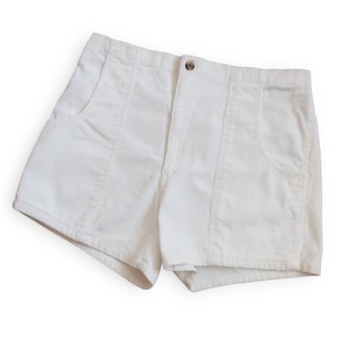 vintage shorts / corduroy shorts / 1980s white elastic waist OP style corduroy shorts XL 
