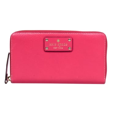 Kate Spade - Magenta Pink Lather Zipper Around Wallet