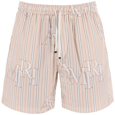 Amiri Stripe Technical Poplin Bermuda Shorts With Logo  "Striped Men