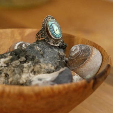 Abalone and Marcasite Sterling Ring