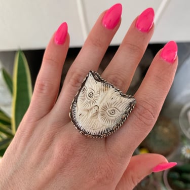 Carved Hooter Ring from Nepal