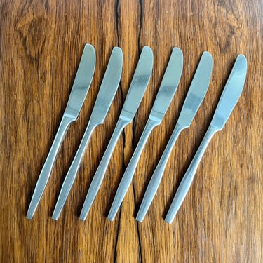 Set of 6 Vintage Dansk Variation V Dinner Knives and Butter Knives by Jens Quistgaard (Japan) 