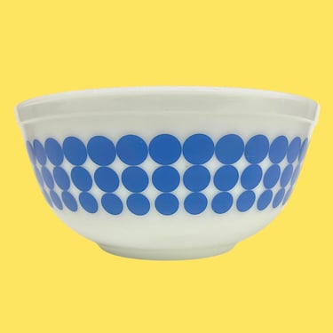 Vintage Pyrex Bowl Retro 1960s Mid Century Modern + Dots (Blue) + 403 + Size 2.5 Quart + Ceramic + MCM Kitchen Storage + Bakeware + Cookware 