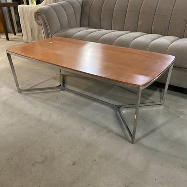 Maple Top Coffee Table with Chrome Base