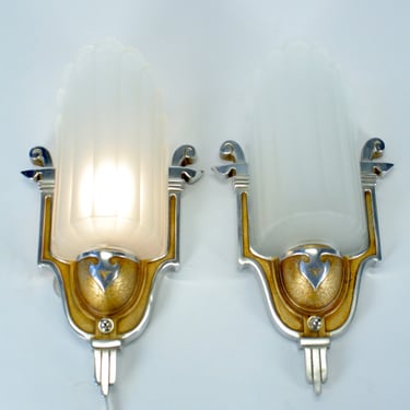 One Pair MidWest Lighting "Empire" Art Deco Wall Sconces ca 1930s, #2223  FREE SHIPPING (Large set available) 