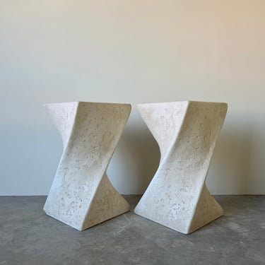 1980's Postmodern Sculptural Twist Plaster Console- Dining Table Bases - A Pair 