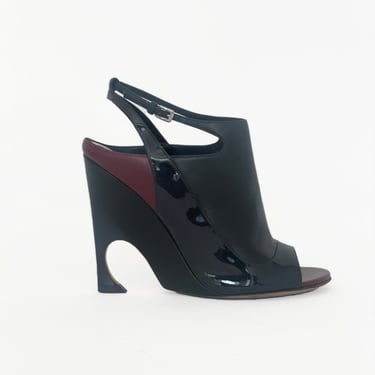 Christian Dior Black and Burgundy Peep Toe Heels