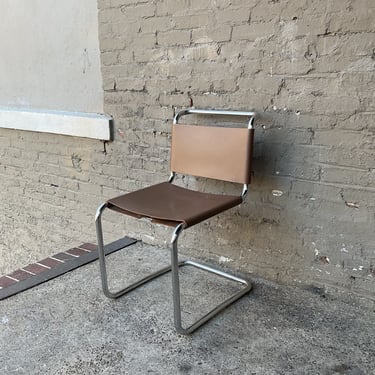Leather & Chrome Sling Chair