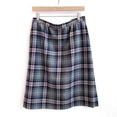 Vintage Pendleton Skirt, Gray, Bladk and Red Plaid Tartan Wool Skirt, Kilt Alternative, Lined Wool Pencil Skirt with Pockets, Winter Skirt 