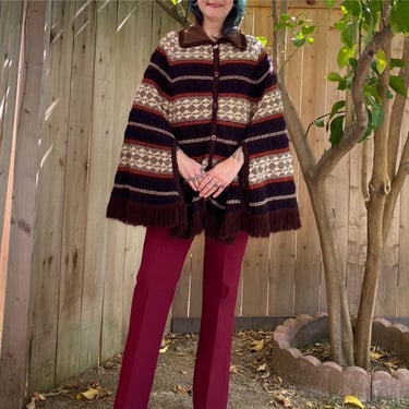 Vintage 1970’s Brown and Orange Knit Poncho 