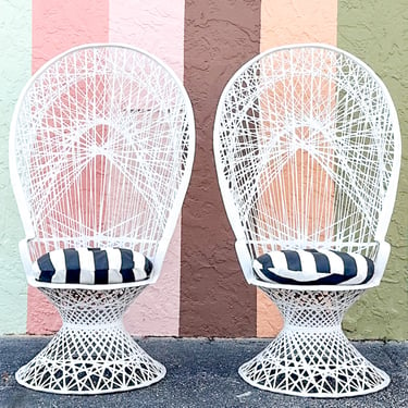 Pair of Wonderful Webspun Peacock Chairs