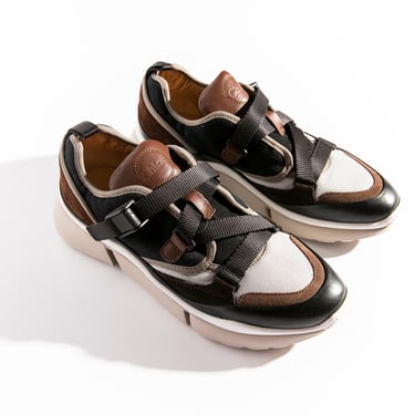 CHLOE Brown Leather Platform Sneakers (Sz. 40)