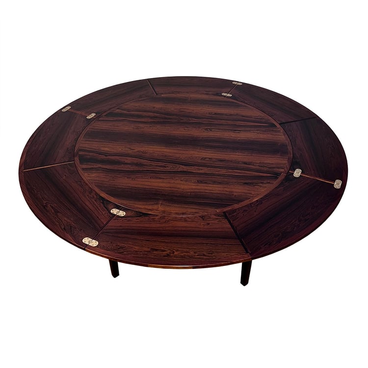 Lotus &#8216;Flip-Flap&#8217; Danish Rosewood Expanding Dining Table by Dyrlund