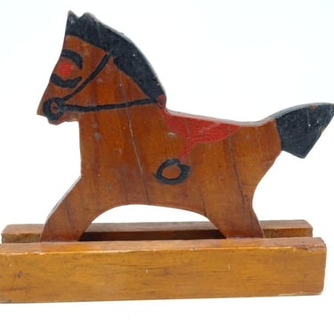 Antique 1930's Hand Made Wooden Horse, Vintage Toy for Putz or Nativity 