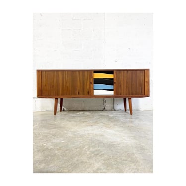 Danish Console or Credenza Tambour Doors 