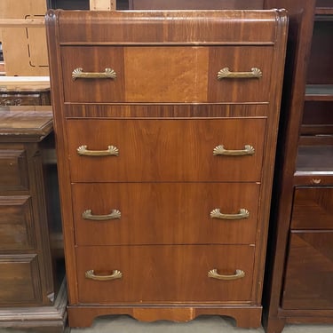 Vintage Art Deco 4-Drawer Dresser with Waterfall Edge