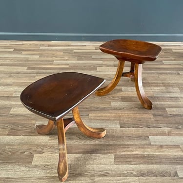 Pair of Vintage Rustic Farmhouse Tripod Park Avenue Stools by Smith & Watson, c.1950’s 